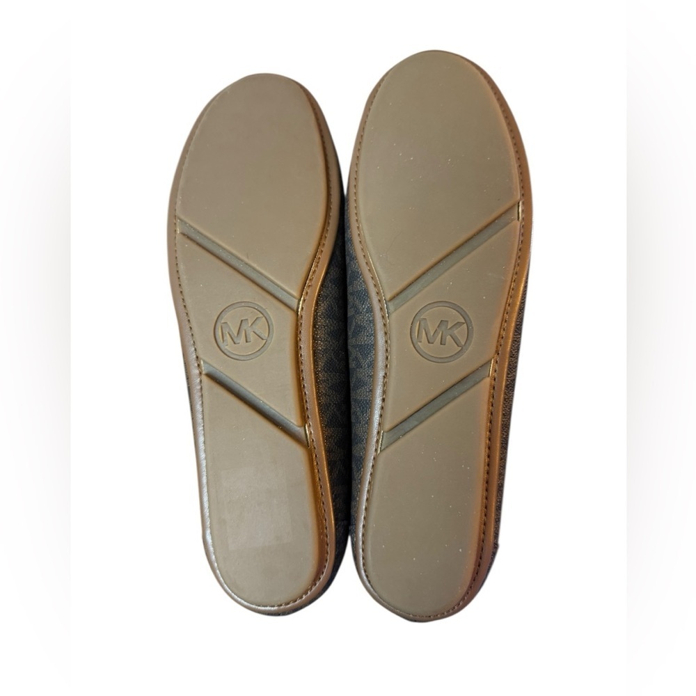 New Michael Kors Brown Juliette Logo Bow Loafers - Picture 5 of 7